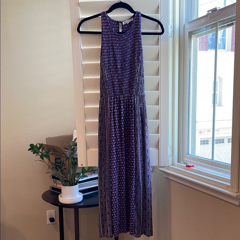 Jolt Navy and Pink Patterned Madi Dress size M